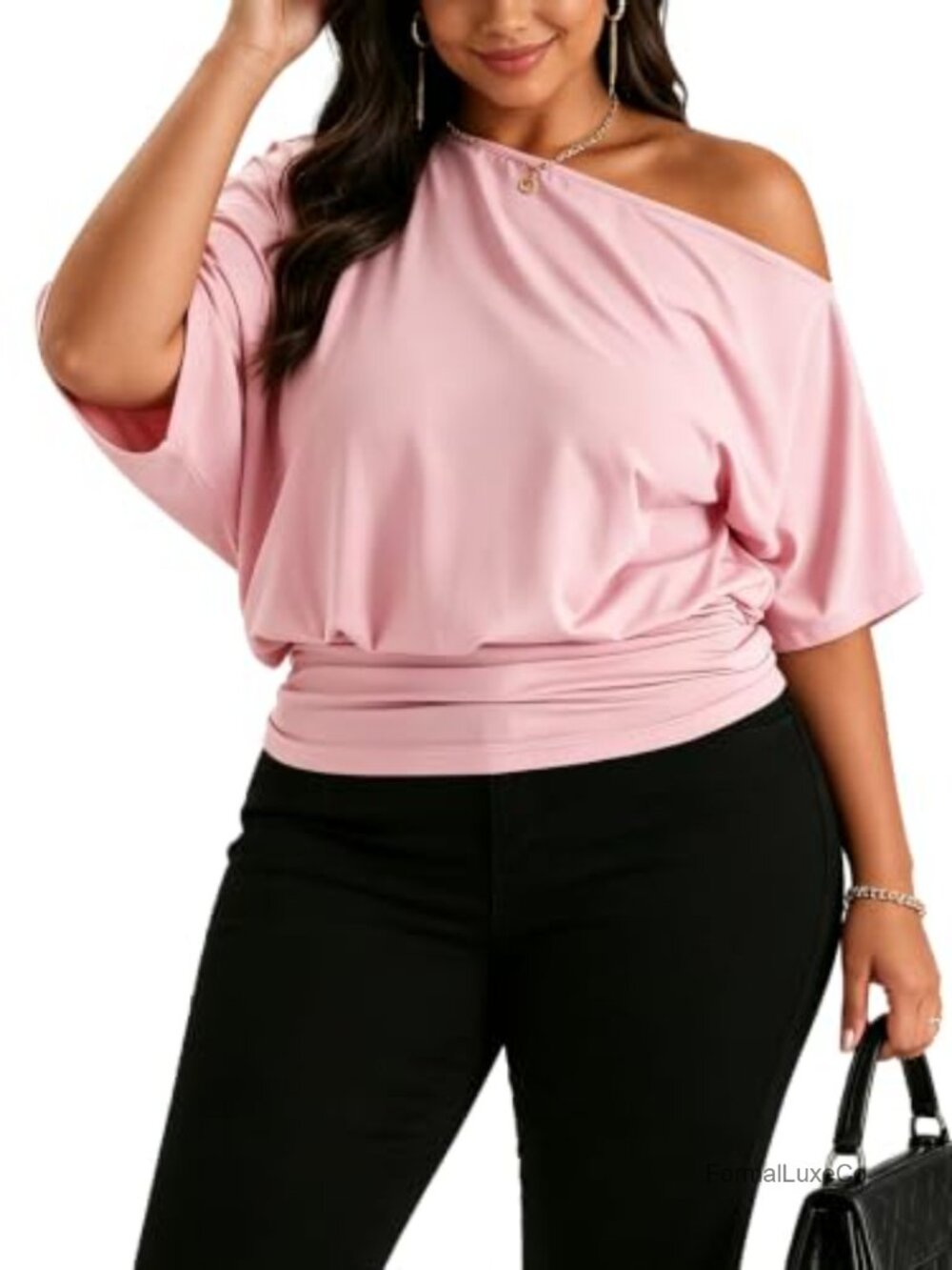 Plus Size Off Shoulder Asymmetrical Top Ruched Blouse